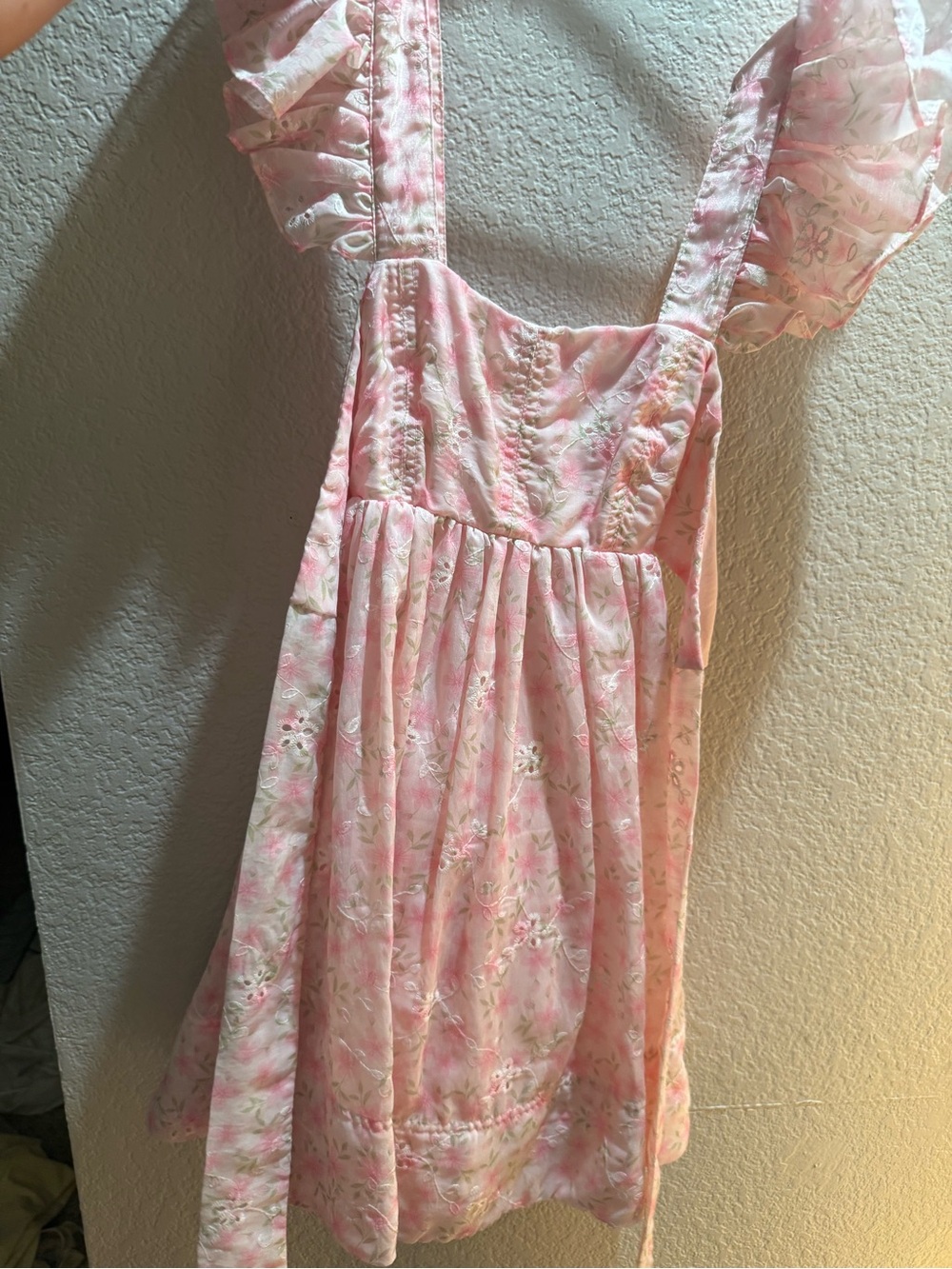 Pink Floral Ruffle-Strap Mini Dress